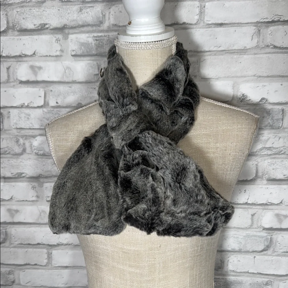 Avon Gray Faux Fur Scarf Wrap